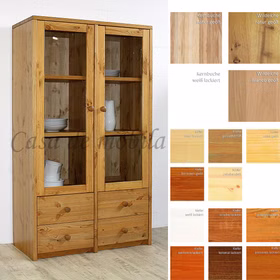 Vitrine niedrig CONTRA kiefer massiv natur roh gelaugt geölt braun kirsch bernstein honig kernbuche wildeiche casademobila