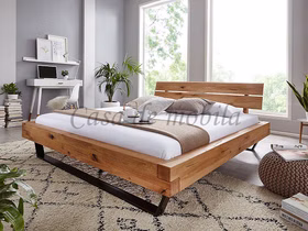 Holz Doppelbett Balkenbett Metallbeine 180x200 Wildeiche massiv geölt Casa de mobila Goslar Holz Doppelbett Balkenbett Metallbeine 180x200 Wildeiche massiv geölt Casa de mobila Goslar