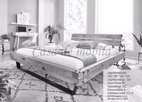 Kufenbett 140x200 BE-0572 Wildeiche massiv natur geölt Metallkufen Kufenbett 140x200 BE-0572 Wildeiche massiv natur geölt Metallkufen