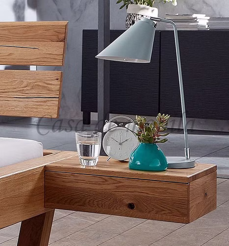 Nachtkonsole hängend 45x14x33cm Wildeiche massiv geölt Nachttisch hängend mit schublade BE-0572 Wildeiche massiv natur geölt Casa de mobila Goslar