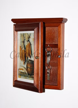 Schlüsselkasten 21x27x6cm DECOR Pappel massiv kirschbaumfarben lackiert Schlüsselkasten 21x27x6cm DECOR Pappel massiv kirschbaumfarben lackiert