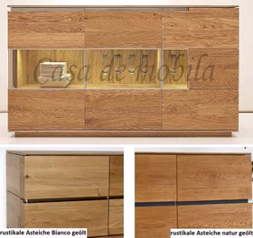 Massivholz Sideboard mit Glastüren links ACERRO 181x92x42cm Asteiche massiv natur oder Bianco geölt Casa de mobila Goslar Massivholz Sideboard mit Glastüren links ACERRO 181x92x42cm Asteiche massiv natur oder Bianco geölt Casa de mobila Goslar