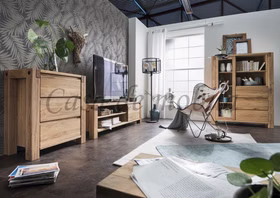 Holz Balkenmöbel unikat Anbauwand WOODSTOCK Jonas Rustikal Eiche Wildeiche massiv geölt casademobila Anbauwand TV-Lowboard WOODSTOCK Jonas Rustikal Wildeiche massiv geölt casademobila