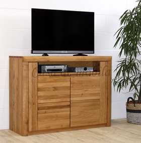 Massivholz TV-Kommode 2türig hoch HORIZONT 128x94x45cm Wildeiche massiv natur geölt Casa de mobila Goslar Massivholz TV-Kommode 2türig hoch HORIZONT 128x94x45cm Wildeiche massiv natur geölt Casa de mobila Goslar