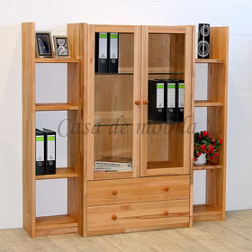 Vitrine 160x159x46/33cm CONTRA Massivholz Büroschrank mit Glastüren CONTRA 89x161x46 cm Kernbuche massiv geölt Casa de mobila Goslar