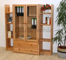Vitrine 160x159x46/33cm CONTRA Massivholz Aktenschrank mit Glastüren CONTRA 89x161x46 cm Kernbuche massiv geölt Casa de mobila Goslar