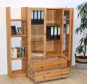 Vitrine 160x159x46/33cm CONTRA Massivholz Geschirrschrank mit Glastüren CONTRA 89x161x46 cm Kernbuche massiv geölt Casa de mobila Goslar