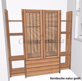 Vitrine 160x159x46/33cm CONTRA Massivholz Vitrinenschrank mit Regale CONTRA 89x161x46 cm kernbuche massiv natur geölt Casa de mobila Goslar