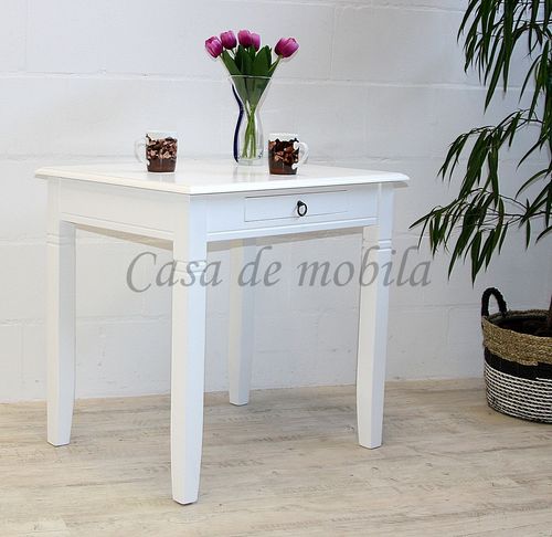 Tisch klein 80x80x65cm DECOR Pappel massiv weiß lackiert