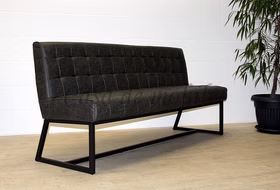 Bank gepolstert mit lehne 200x91x68cm JIM Metallgestell Dallas-Lederimitat dunkelgrau Casa de mobila Goslar