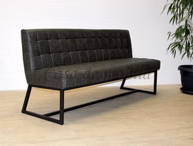 Sitzbank gepolstert mit rückenlehne 200x91x68cm JIM Metallbeine Dallas-Lederimitat dunkelgrau von Casademobila Goslar
