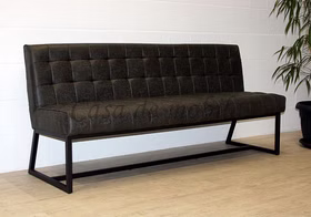 Polsterbank mit rückenlehne 200x91x68cm JIM Metallbeine Dallas-Lederimitat dunkelgrau von Casademobila Goslar