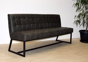 Polsterbank 200x91x68cm JIM Metall-Gestell Dallas-Lederimitat dunkelgrau Casa de mobila Goslar