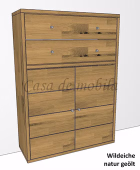 Schmaler Highboard Vertiko Büroschrank Eiche Wildeiche massiv geölt CONTRA casademobila Schmaler Highboard Vertiko Büroschrank Eiche Wildeiche massiv geölt CONTRA casademobila