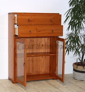 Massivholz Geschirrschrank mit Glastüren und Schubladen CONTRA 89x122x33cm kiefer massiv provence lackiert Casa de mobila Goslar Massivholz Geschirrschrank mit Glastüren und Schubladen CONTRA 89x122x33cm kiefer massiv provence lackiert Casa de mobila Goslar