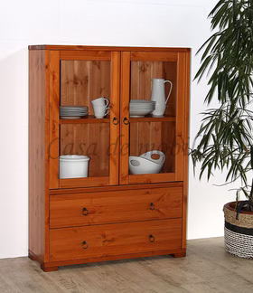 Massivholz Anrichte Schrank mit Glastüren und Schubladen CONTRA 89x122x33cm kiefer massiv provence lackiert Casa de mobila Goslar Massivholz Anrichte Schrank mit Glastüren und Schubladen CONTRA 89x122x33cm kiefer massiv provence lackiert Casa de mobila Goslar