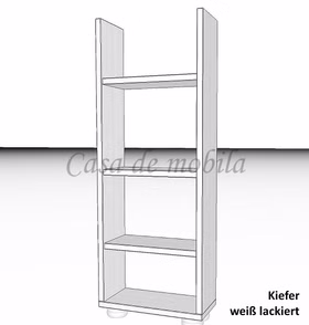Massivholz Bücherregal schmal CONTRA 47x126x21cm Kiefer massiv weiß lackiert Casa de mobila Goslar