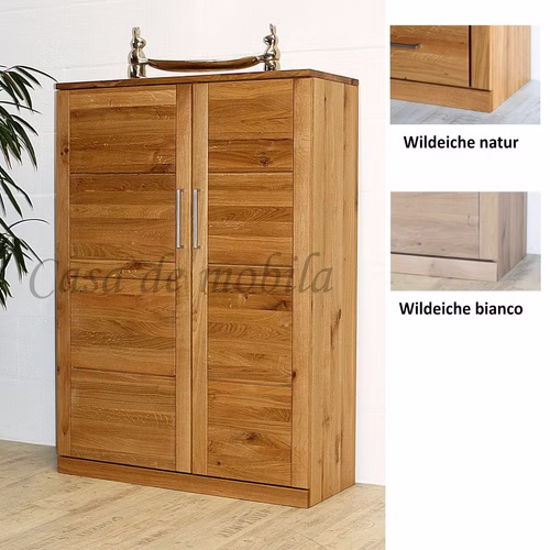 Highboard 2türig 102x143x40cm PALERMO Wildeiche massiv geölt Massivholz Geschirrschrank PALERMO 102x143x40cm 2türig Wildeiche massiv natur oder Bianco geölt Casa de mobila Goslar