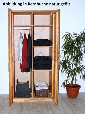 Kleiderschrank 2-türig 94x197x61cm STUTTGART Wildeiche geölt Massivholz Garderobenschrank 94x197x61cm Stuttgart 2türig Wildeiche massiv geölt casa de mobila Goslar
