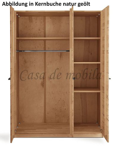 Kleiderschrank 3-türig 140x197x61cm STUTTGART Wildeiche geölt