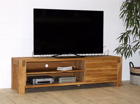 Breites TV-Lowboard 180x50x45cm WOODSTOCK Wildeiche massiv natur geölt Casa de mobila Goslar Breites TV-Lowboard 180x50x45cm WOODSTOCK Wildeiche massiv natur geölt Casa de mobila Goslar