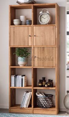 Hochregal mit 3 Holztüren 92x202x34cm GRIT Wildeiche massiv natur geölt Massivholz Bücherregal mit 3 Holztüren 92x202x34cm Grit Wildeiche massiv natur geölt, 502+3x91-92 Casa de mobila Goslar