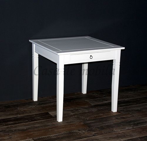 Küchentisch mit Schublade 85x80x85cm DECOR Pappel weiß lackiert