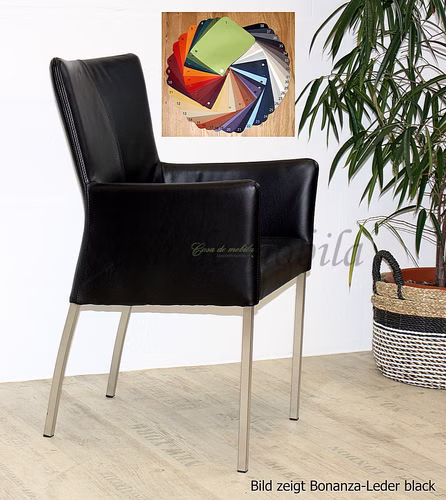 Polstersessel 56x92x59cm SALMA2 Lederbezug Beine Edelstahl gebürstet