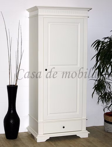 Schrank 90x205x58cm DAHLIA 1türig Fichte massiv altweiß lackiert