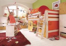 Hochbett 210x117x123cm INFANSKIDS halbhoch Kiefer massiv weiß lasiert Hochbett 210x117x123cm INFANSKIDS halbhoch Kiefer massiv weiß lasiert