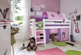Hochbett 210x117x123cm INFANSKIDS halbhoch Kiefer massiv weiß lasiert Hochbett 210x117x123cm INFANSKIDS halbhoch Kiefer massiv weiß lasiert