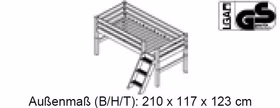 Hochbett 210x117x123cm INFANSKIDS halbhoch Kiefer massiv weiß lasiert Hochbett 210x117x123cm INFANSKIDS halbhoch Kiefer massiv weiß lasiert