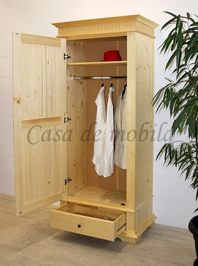 Massivholz Garderobenschrank landhaus DAHLIA 90x205x58cm 1türig Fichte massiv natur geölt Casa de mobila Goslar