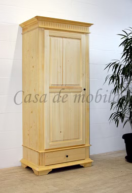 Massivholz Flurschrank landhaus DAHLIA 90x205x58cm 1türig Fichte massiv natur geölt Casa de mobila Goslar