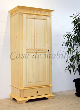 Massivholz Dielenschrank landhaus DAHLIA 90x205x58cm 1türig Fichte massiv natur geölt Casa de mobila Goslar