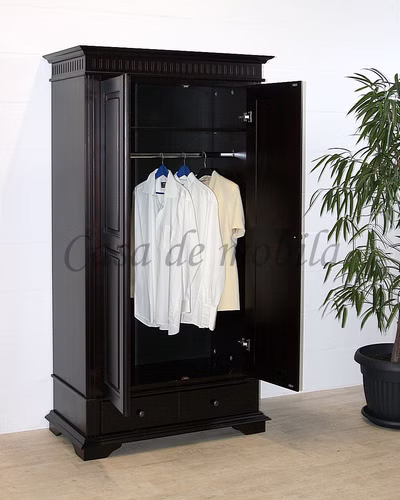 Massivholz Kleiderschrank 2türig mit Schublade 110x205x58cm DAHLIA Fichte massiv dunkelbraun kolonial von Casademobila Goslar Massivholz Kleiderschrank 2türig mit Schublade 110x205x58cm DAHLIA Fichte massiv dunkelbraun kolonial von Casademobila Goslar