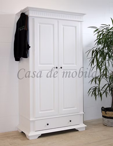 Massivholz Garderobenschrank 110x201x58cm DAHLIA 2türig Fichte massiv weiß gewachst von Casa de mobila Goslar Bmob Massivholz Garderobenschrank 110x201x58cm DAHLIA 2türig Fichte massiv weiß gewachst von Casa de mobila Goslar Bmob