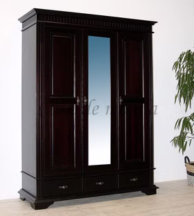 Massivholz Dielenschrank mit spiegel 154x205x58cm DAHLIA 3türig Fichte dunkelbraun von Casa de mobila Goslar Bmob Massivholz Dielenschrank mit spiegel 154x205x58cm DAHLIA 3türig Fichte dunkelbraun von Casa de mobila Goslar Bmob
