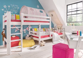 Etagenbett 217x140x110cm INFANSKIDS mittelhoch Kiefer massiv weiß lasiert Etagenbett 217x140x110cm INFANSKIDS mittelhoch Kiefer massiv weiß lasiert