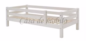 Massivholz Kinderbett mit abnehmbaren rausfallschutz 90x200cm INFANSKIDS Kiefer massiv weiß / gelaugt Casademobila Goslar