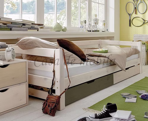 Schubladenbett 90x200 INFANSKIDS Kiefer massiv weiß / Multicolor Schubladenbett 90x200 INFANSKIDS Kiefer massiv weiß / Multicolor