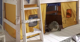 Vorhang 4teilig für Hochbett INFANSKIDS TOBYKIDS halbhoch Gelb Blau