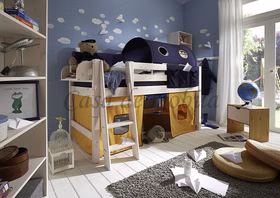 Hochbett 210x117x123cm INFANSKIDS halbhoch Kiefer massiv weiß lasiert Hochbett 210x117x123cm INFANSKIDS halbhoch Kiefer massiv weiß lasiert