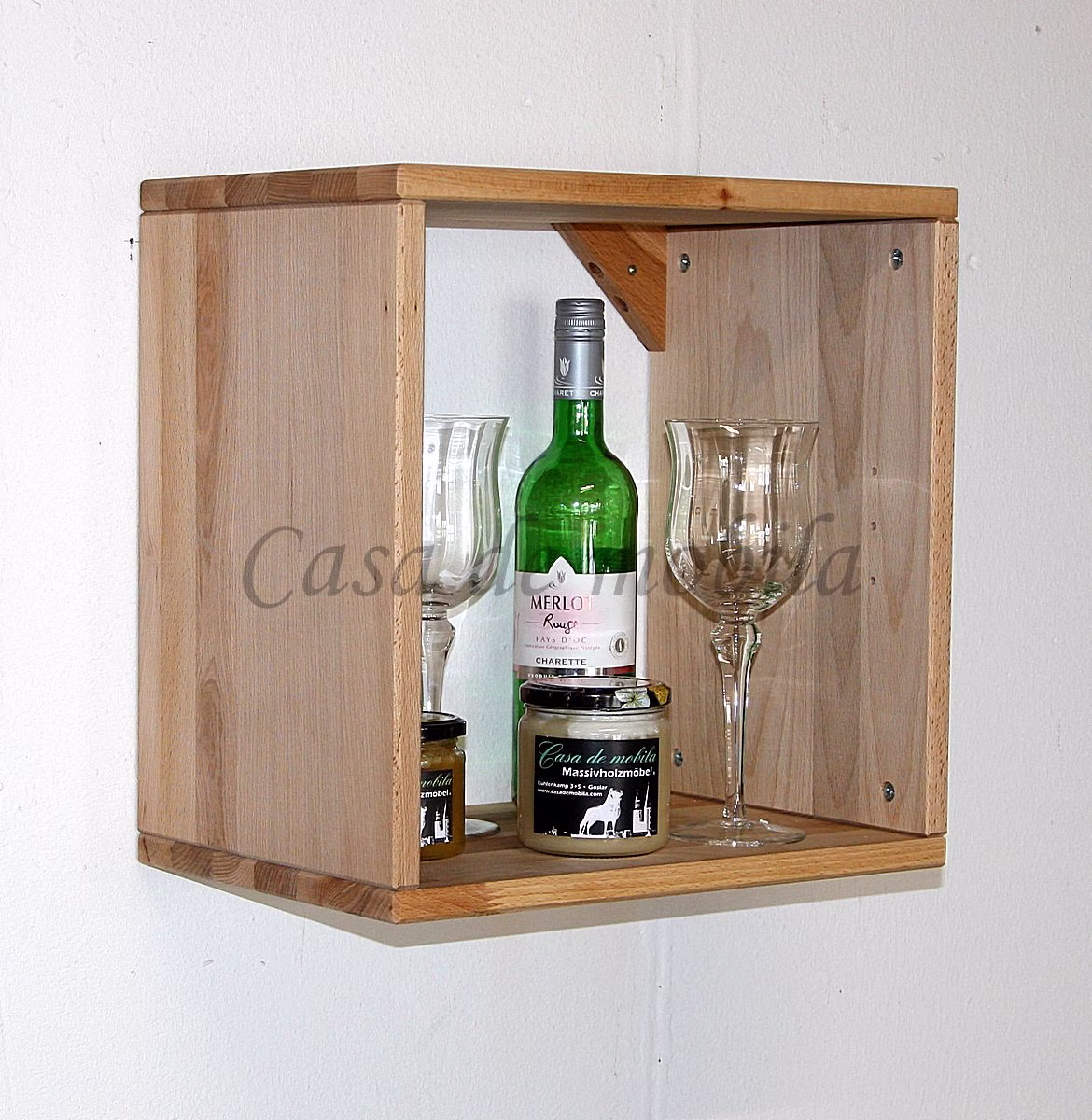 Massivholz Hängende würfelregale TOM 39x39x26cm Kernbuche massiv natur geölt, 7230KB-01 Casa de mobila Goslar