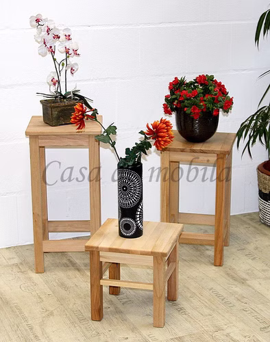 Holzhocker Set 3teilig 32/55/65cm ANTON Kernbuche massiv natur geölt casademobila Goslar