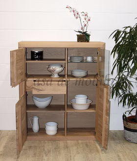 Highboard 115x137x40cm HORIZONT Wildeiche massiv Bianco geölt Highboard 115x137x40cm HORIZONT Wildeiche massiv Bianco geölt