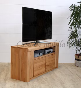 TV-Lowboard abgerundet 128x62x40cm HORIZONT Kernbuche geölt TV-kommode mit große schubladen 128x62x40cm HORIZONT Kernbuche massiv geölt Casa de mobila Goslar
