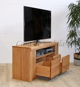 TV-Lowboard abgerundet 128x62x40cm HORIZONT Kernbuche geölt TV-kommode mit große schubladen 128x62x40cm HORIZONT Kernbuche massiv geölt Casa de mobila Goslar