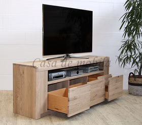 Massivholz Fernsehschrank mit 3 hohe Schubladen HORIZONT 173x62x40cm Wildeiche massiv geölt Casa de mobila Goslar Massivholz Fernsehschrank mit 3 hohe Schubladen HORIZONT 173x62x40cm Wildeiche massiv geölt Casa de mobila Goslar