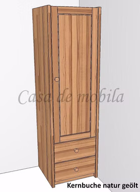 Schmaler geschirrschrank CONTRA 47x159x46cm massivholz kernbuche massiv natur geölt Casa de mobila Goslar